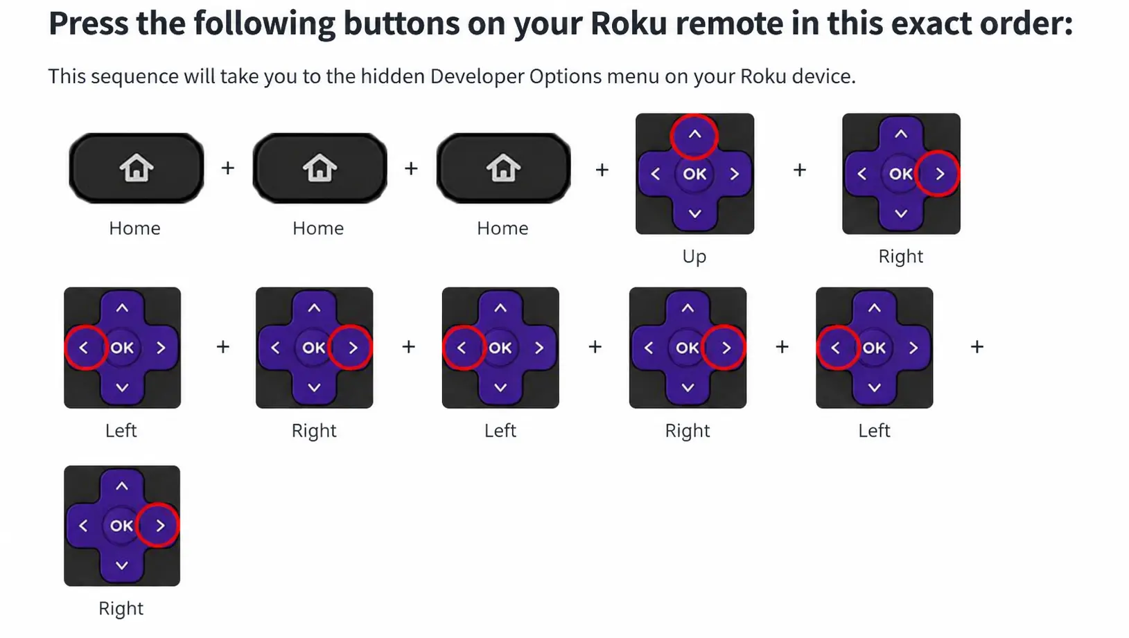 Roku remote button sequence to enable Developer Mode